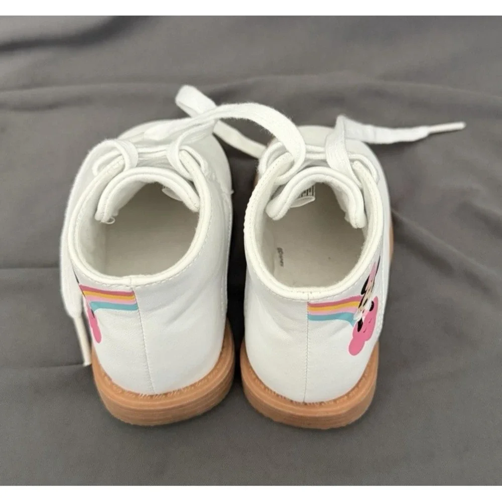 Disney Baby Minnie Mouse High Top Infant Shoes Size 5 White Pink Lace Up Boots